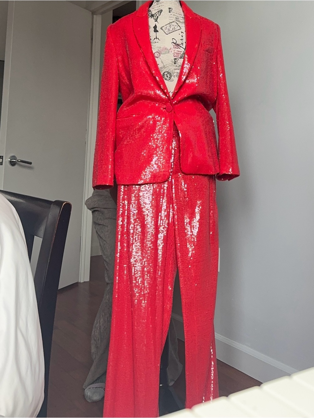 Zara Red Sequin Blazer & Pant set